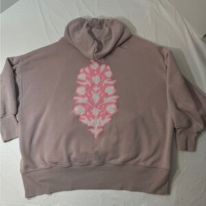 Free People Pink and Brown Hoodie Sweater